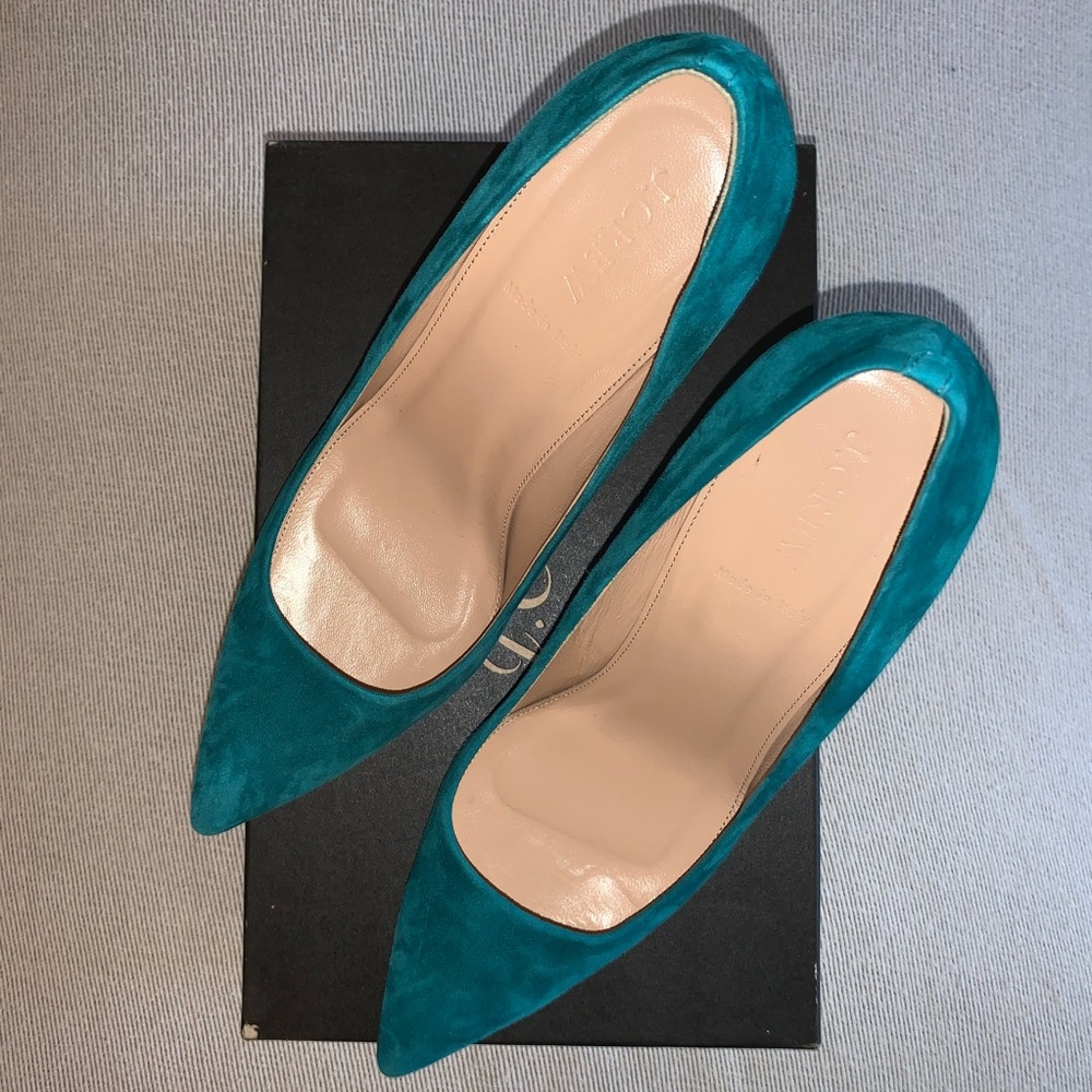 Suede Teal Green 4 Inch Pumps